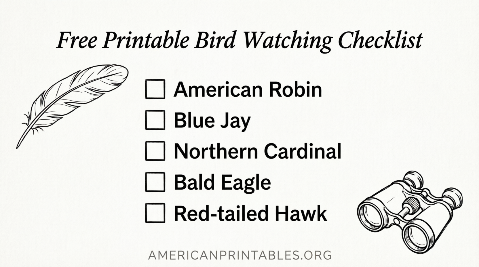 Free Printable Bird Watching Checklist for USA (1)