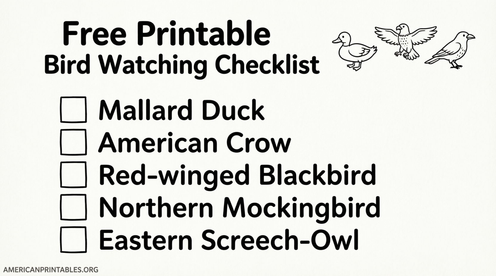 Free Printable Bird Watching Checklist for USA (2)