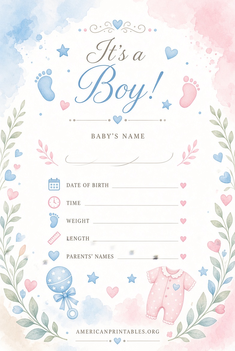 Free Printable Birth Announcement Templates (1)