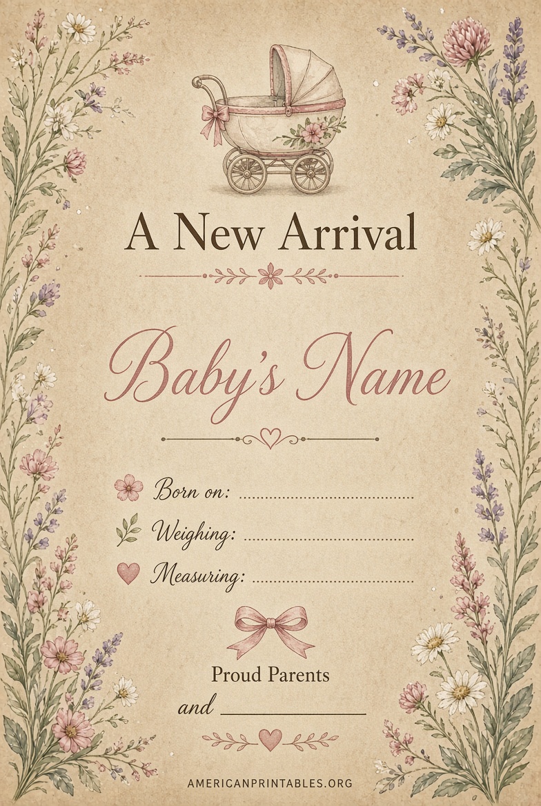 Free Printable Birth Announcement Templates (2)