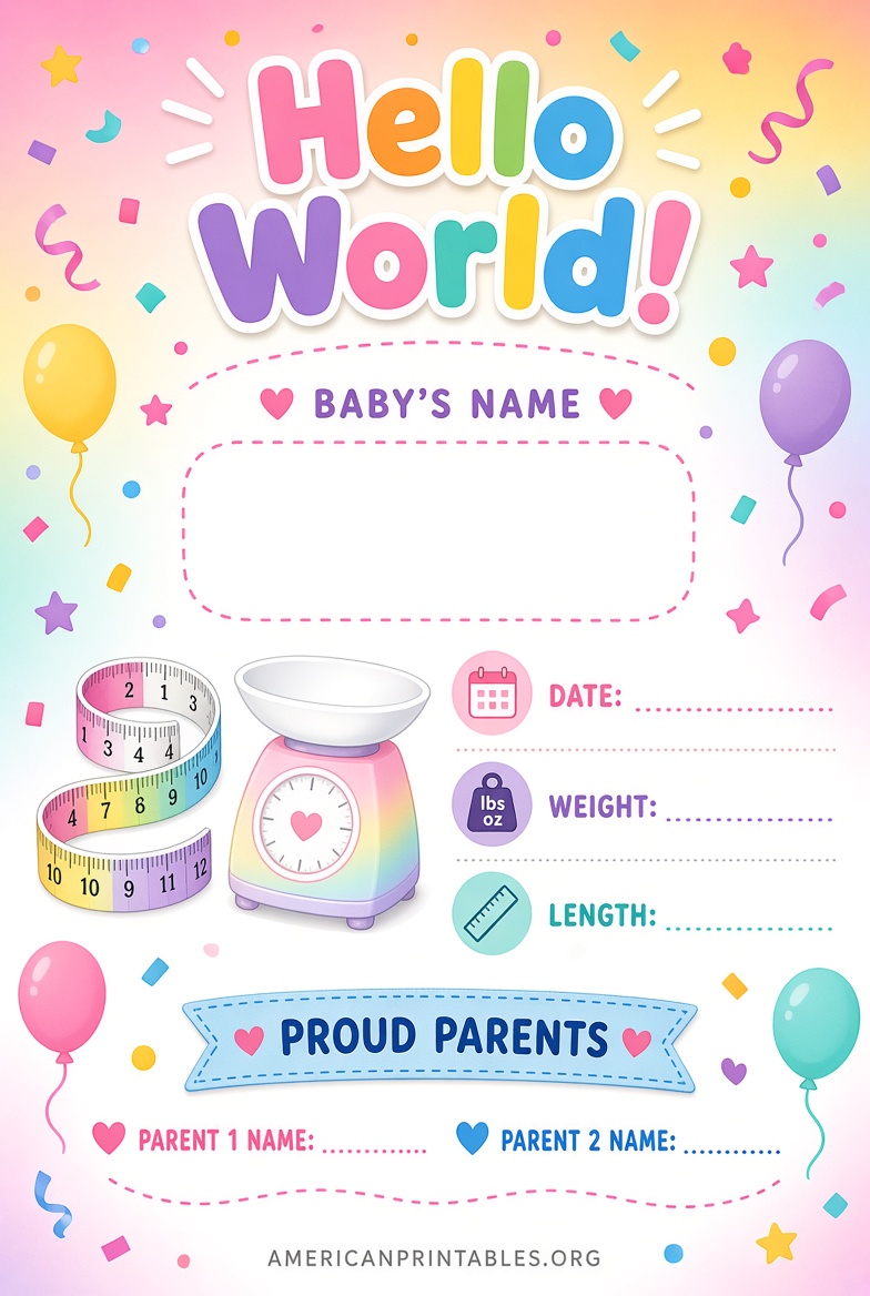 Free Printable Birth Announcement Templates (3)