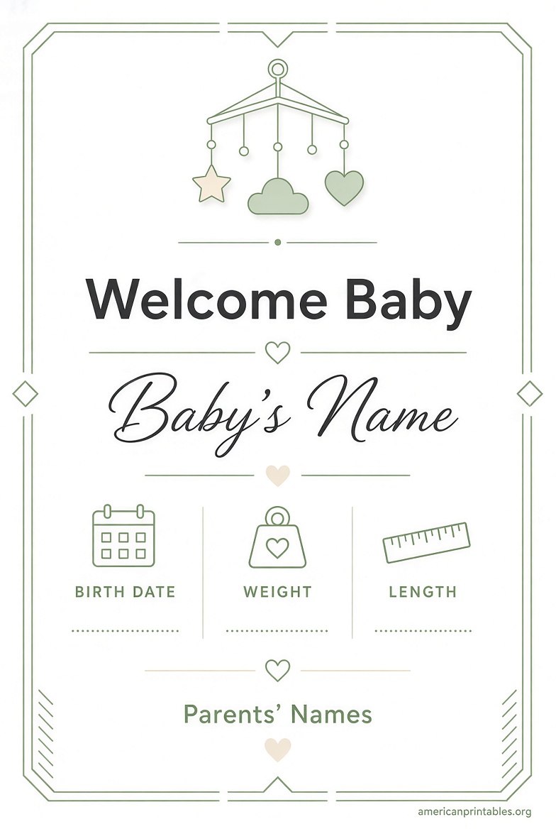 Free Printable Birth Announcement Templates (4)