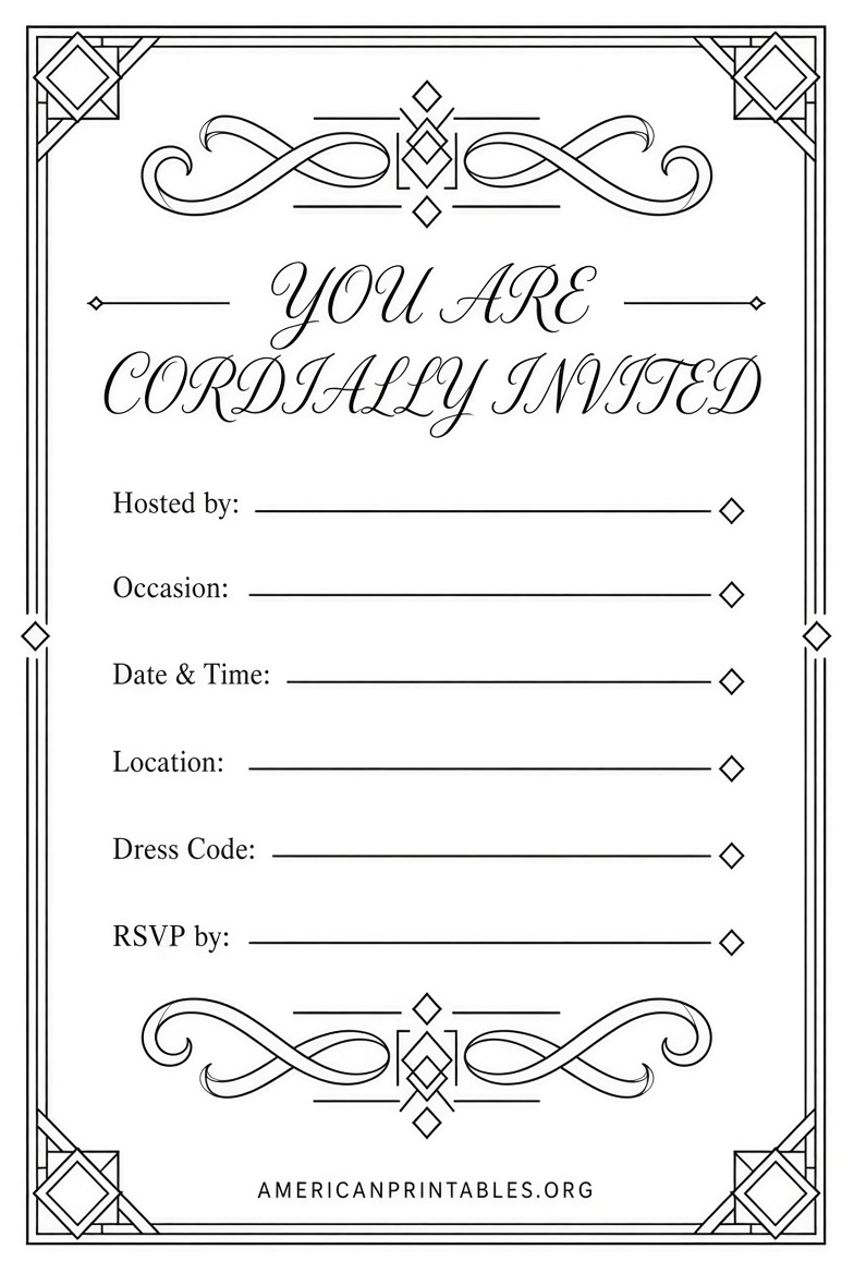 Free Printable Black & White Party Invitations (3)