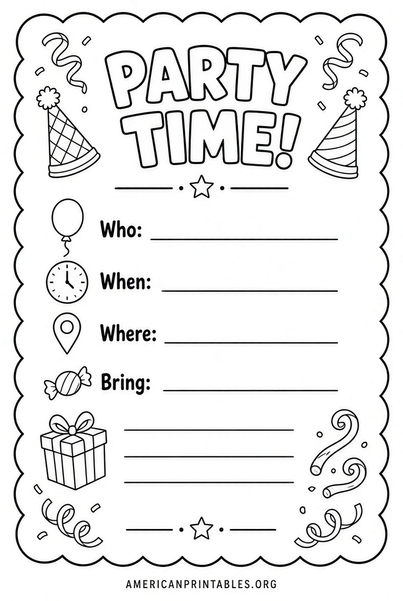 Free Printable Black & White Party Invitations (4)