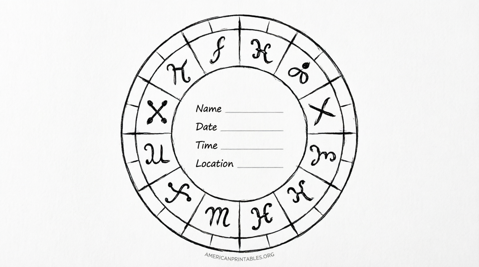Free Printable Blank Astrology Chart PDFs (1)