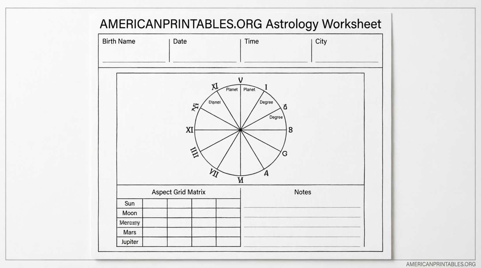 Free Printable Blank Astrology Chart PDFs (4)