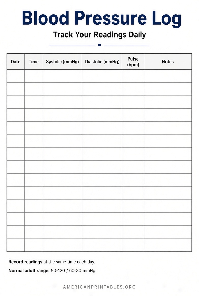 Free Printable Blank Blood Pressure Chart (1)