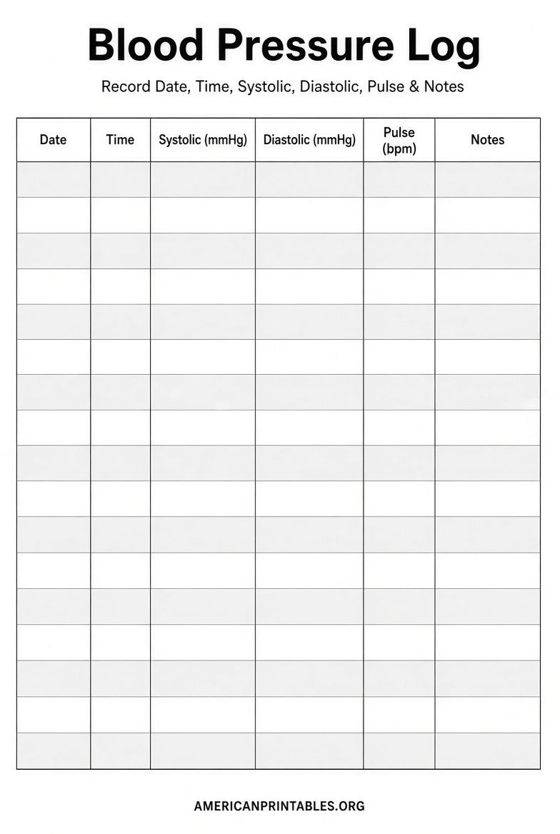 Free Printable Blank Blood Pressure Chart (3)