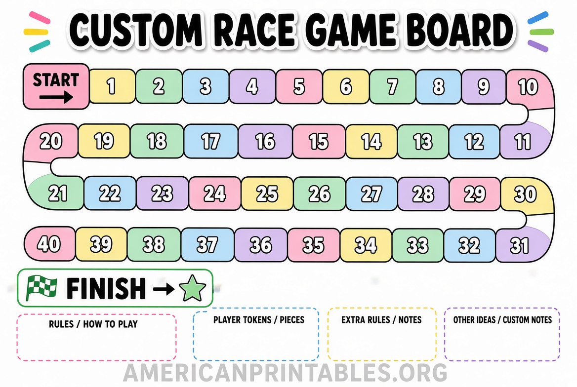 Free Printable Board Game Templates PDF (4)
