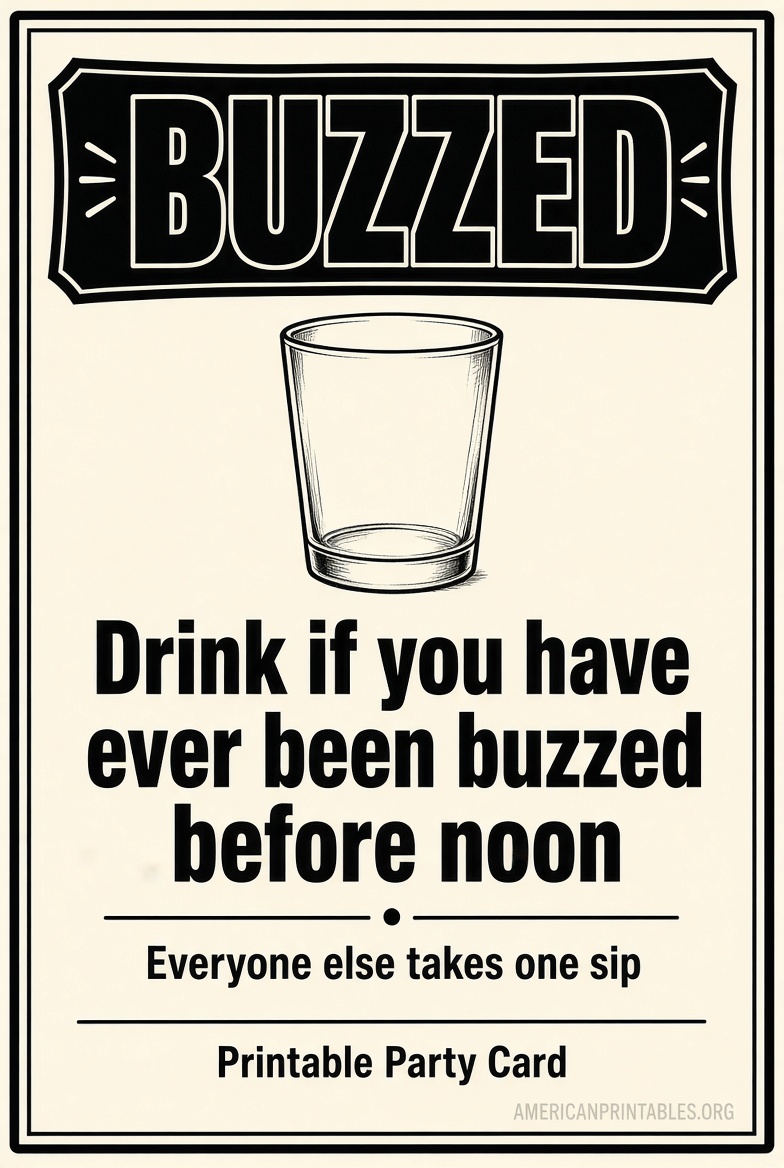 Free Printable Buzzed Drinking Game Cards PDF (4)