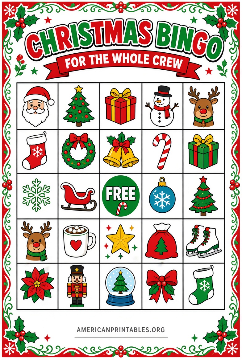 Free Printable Christmas Bingo Cards for Large Groups (2)