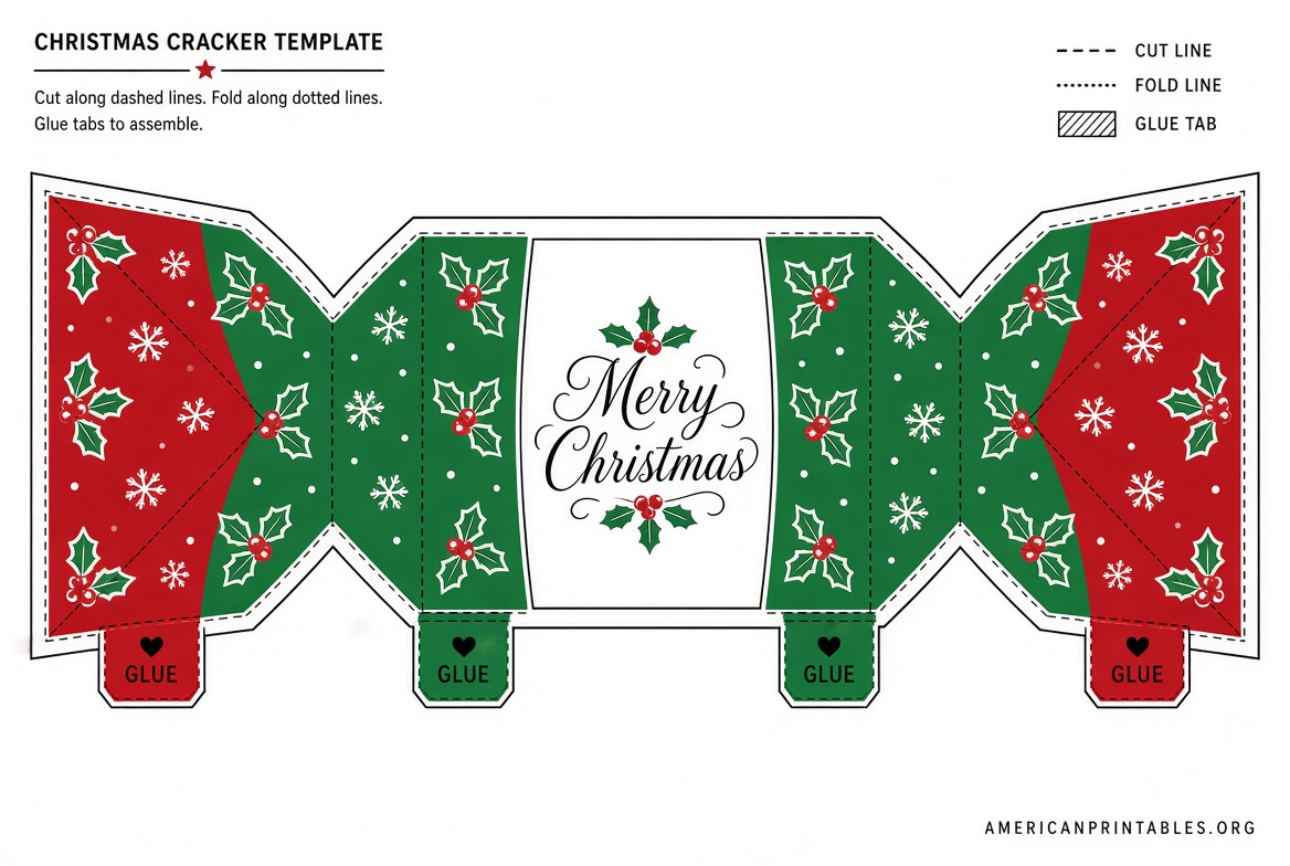 Free Printable Christmas Cracker Template (1)