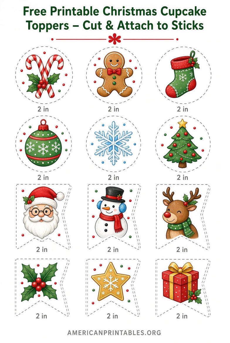 Free Printable Christmas Cupcake Toppers Guide (2)