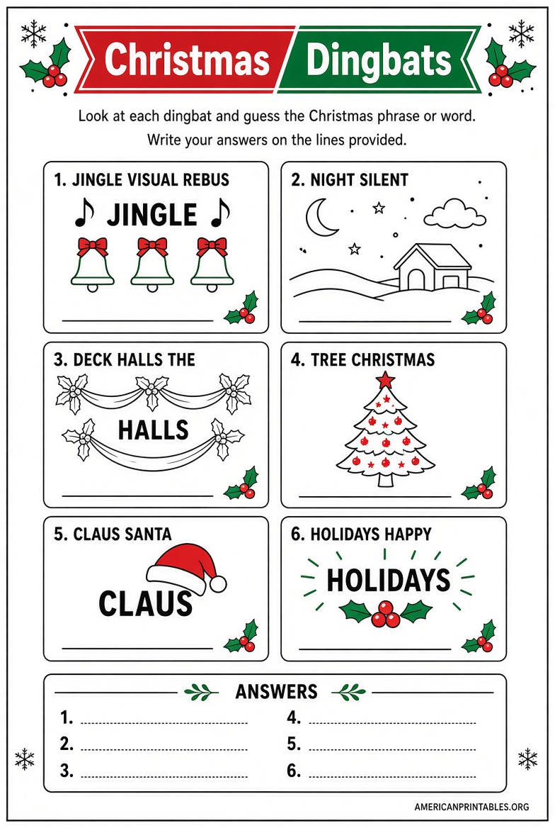 Free Printable Christmas Dingbats With Answers (1)