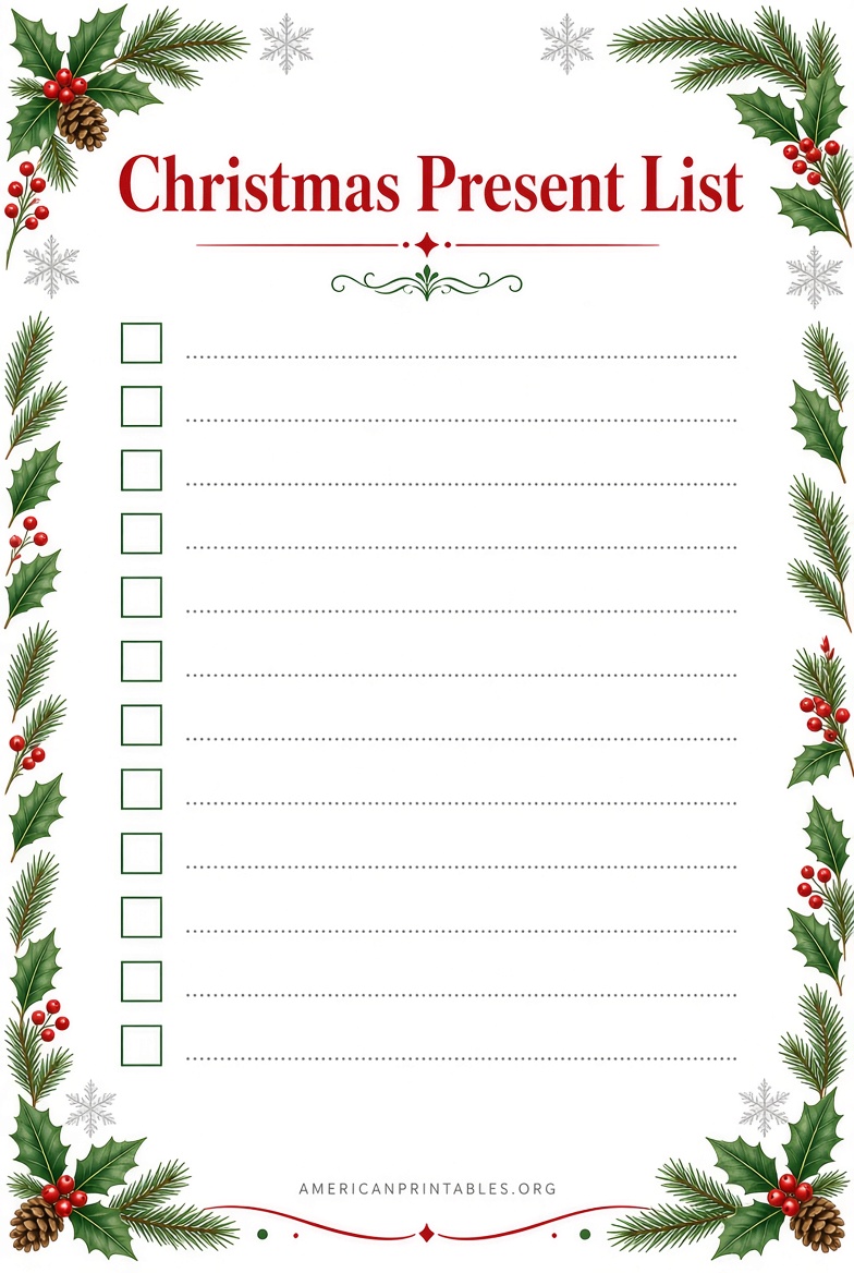Free Printable Christmas Present List Templates (4)
