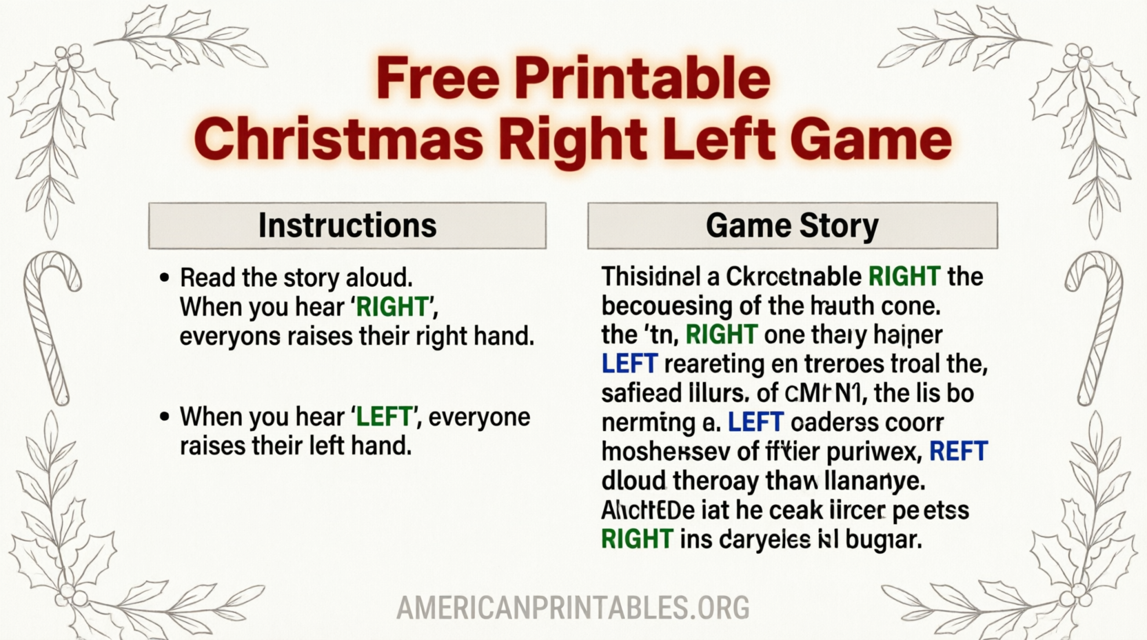 Free Printable Christmas Right Left Game (1)