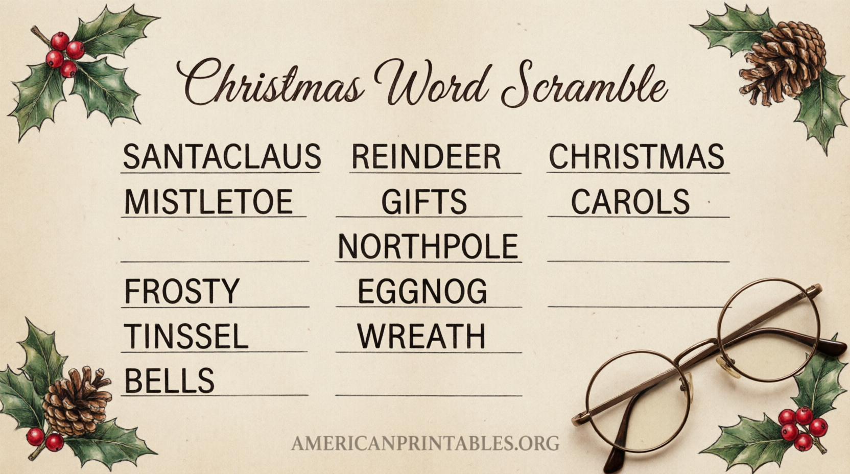 Free Printable Christmas Word Scramble for Adults (3)