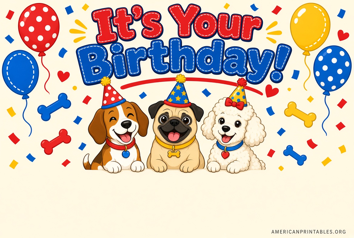 Free Printable Dog Birthday Cards Instant Downloads (4)