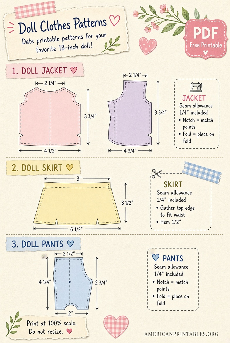 Free Printable Doll Clothes Patterns PDF Downloads (1)