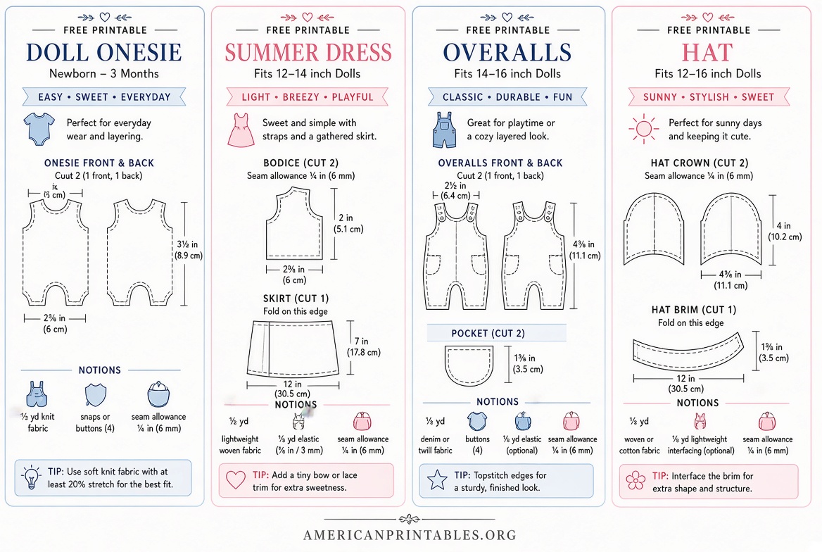 Free Printable Doll Clothes Patterns PDF Downloads (3)