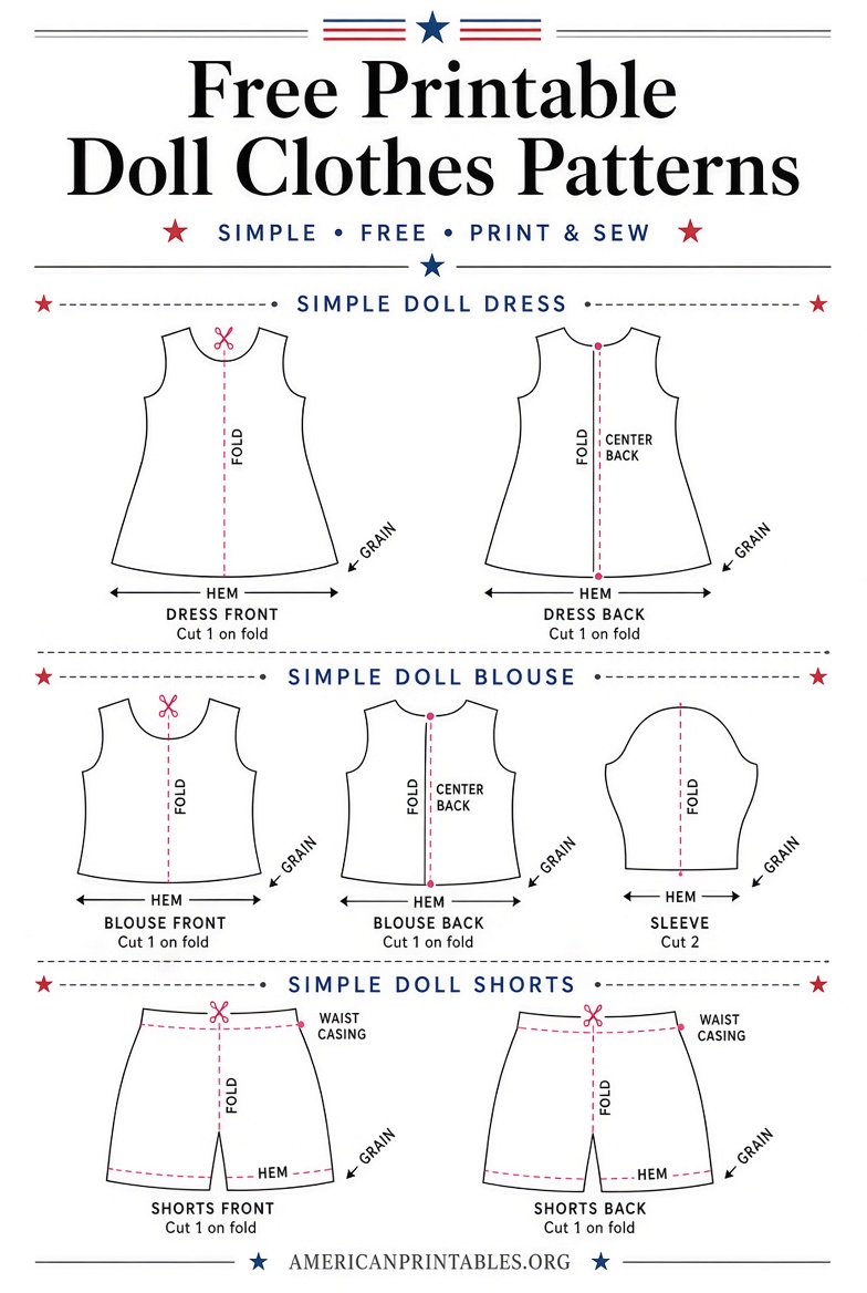 Free Printable Doll Clothes Patterns PDF Downloads (4)