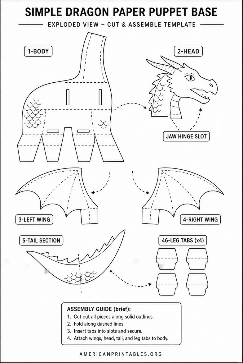Free Printable Dragon Puppet Base Template (1)