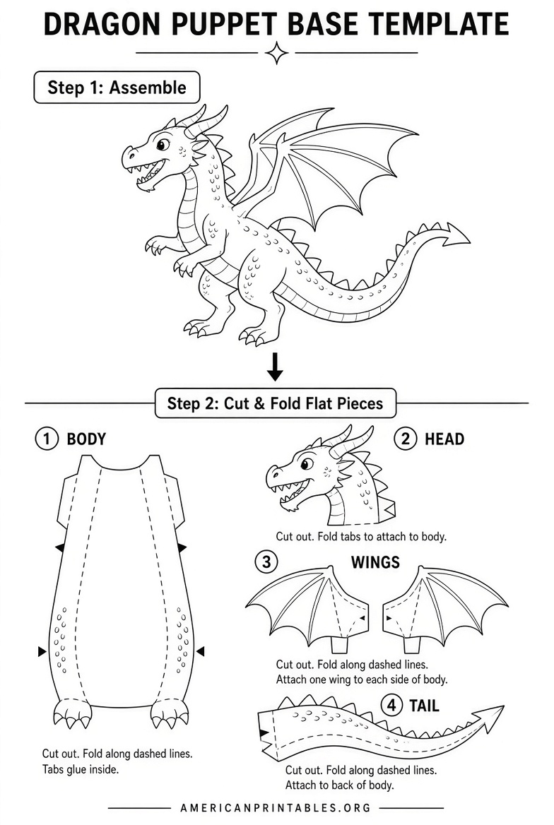 Free Printable Dragon Puppet Base Template (4)
