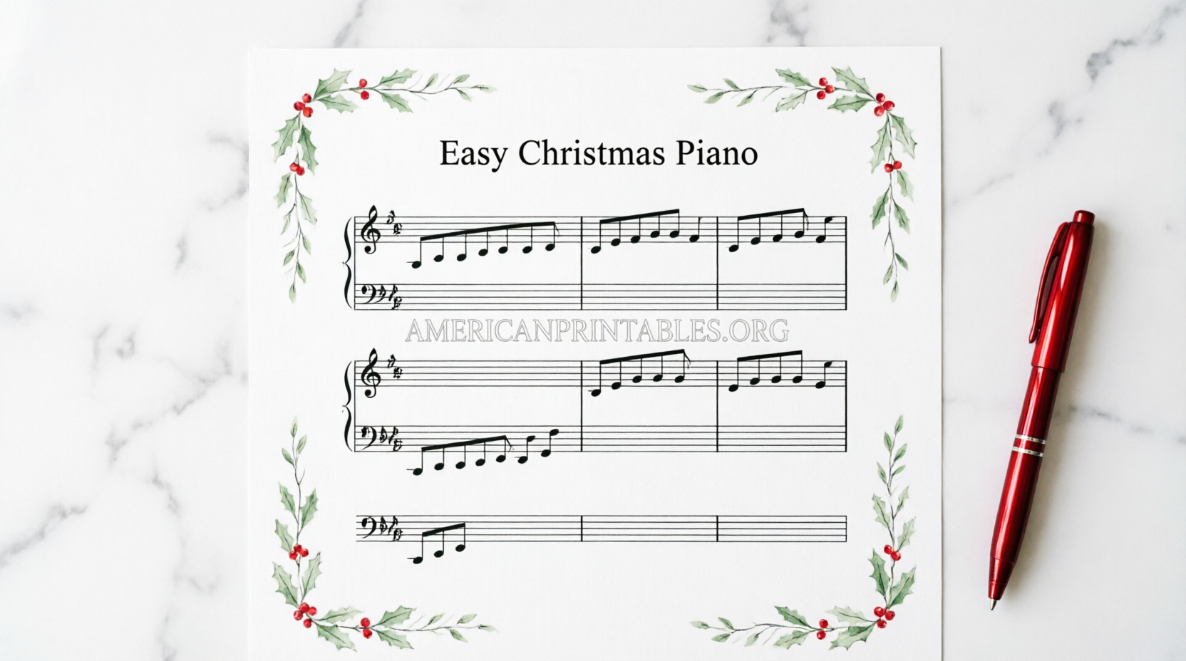 Free Printable Easy Piano Sheet Music for Christmas (3)
