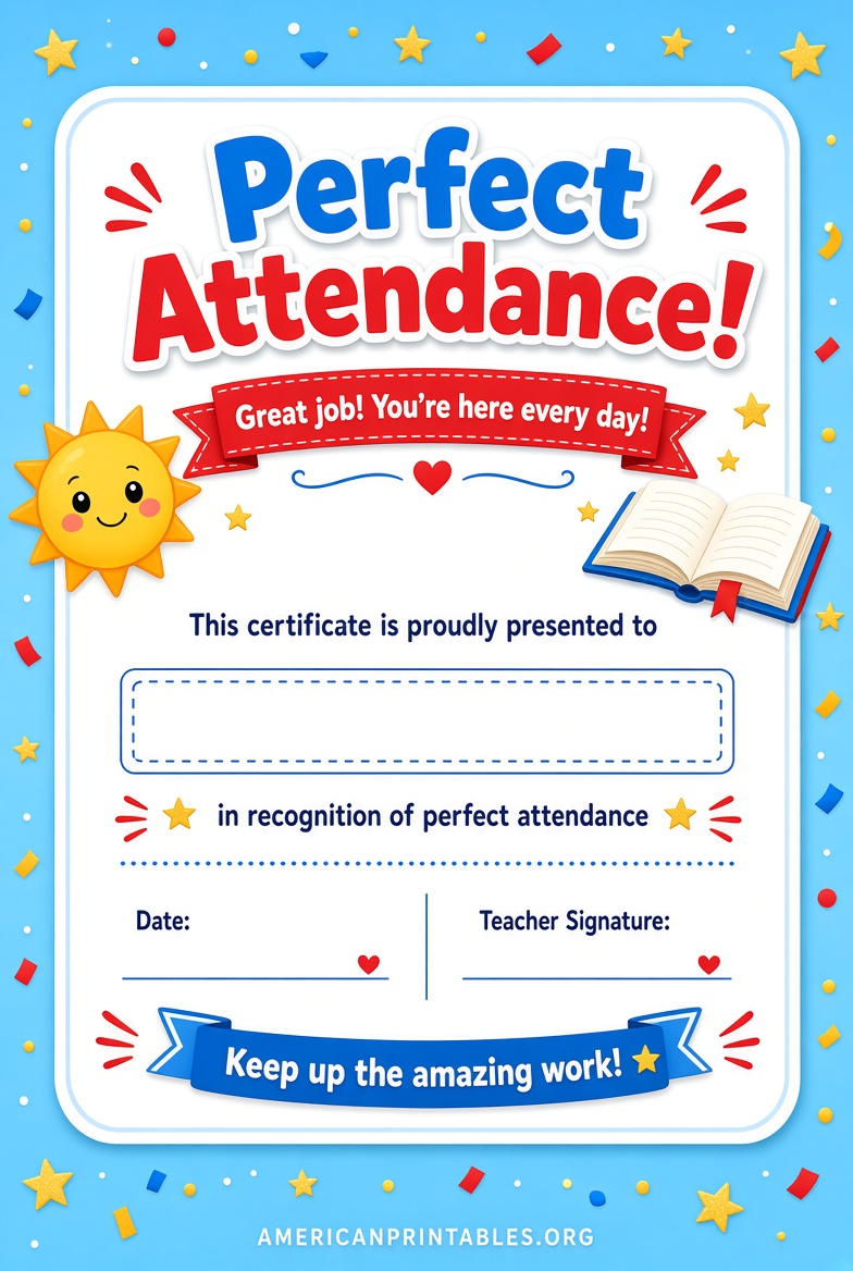 Free Printable Editable Perfect Attendance Certificates (4)