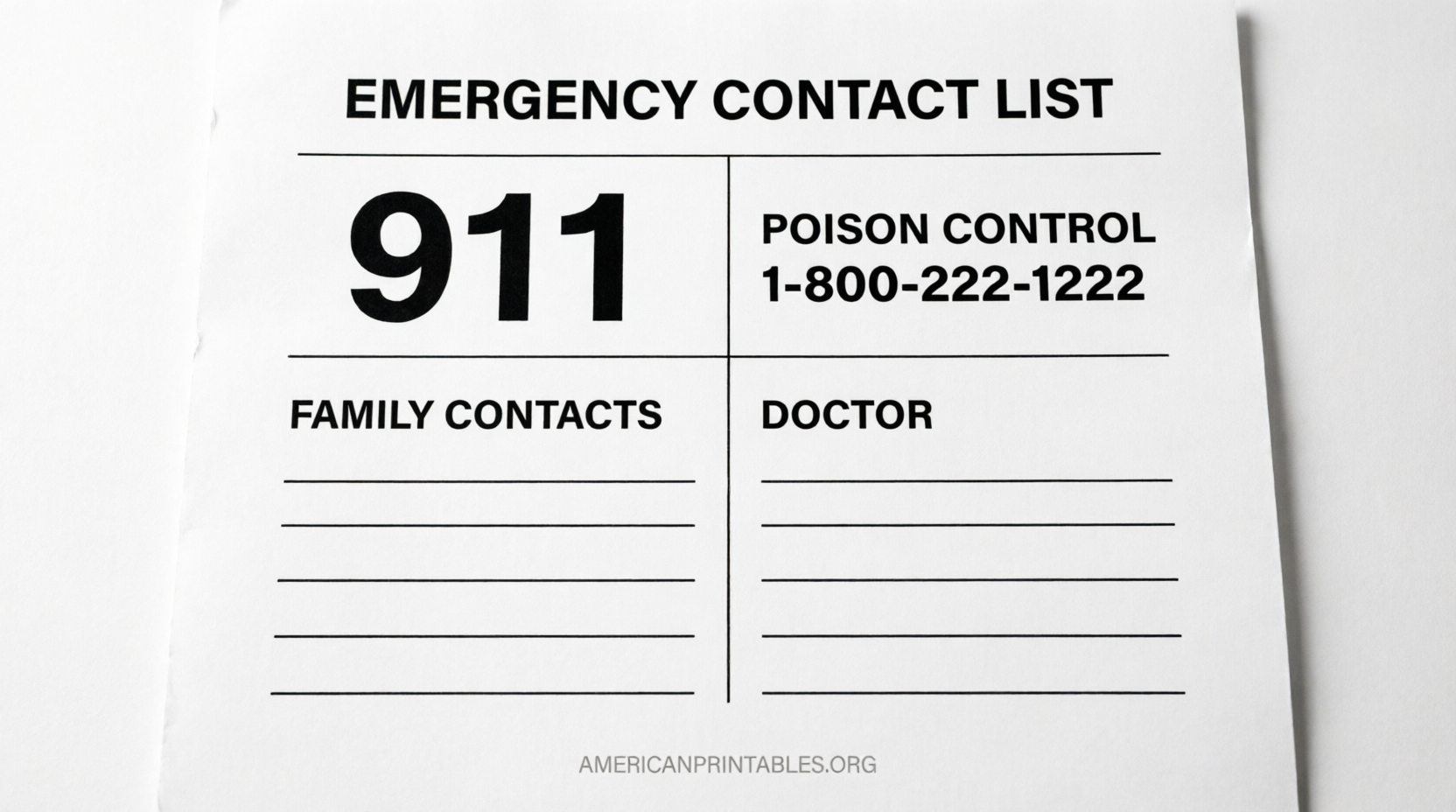 Free Printable Emergency Contact List (1)