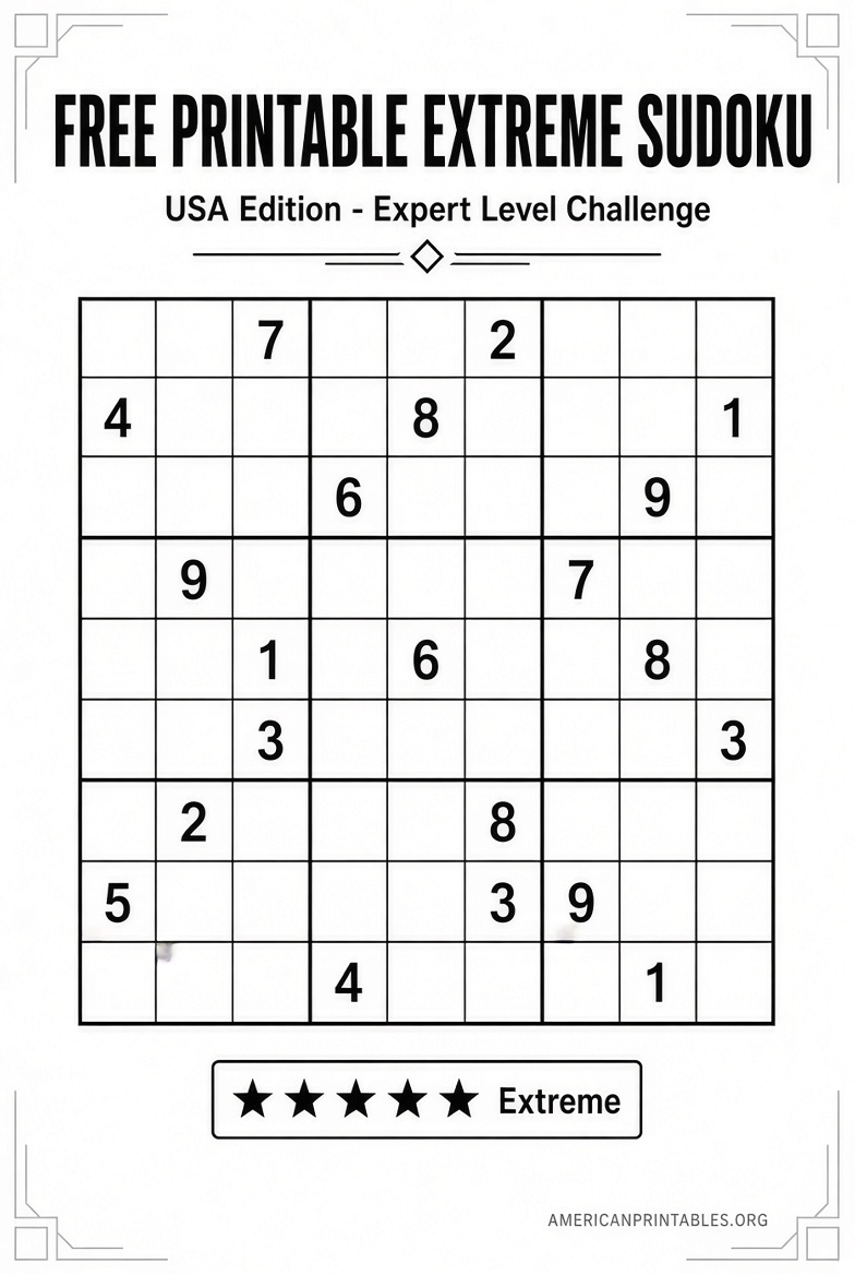 Free Printable Extreme Sudoku Puzzles (1)