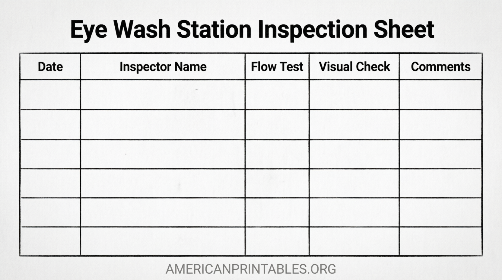 Free Printable Eye Wash Station Inspection Sheet (3)