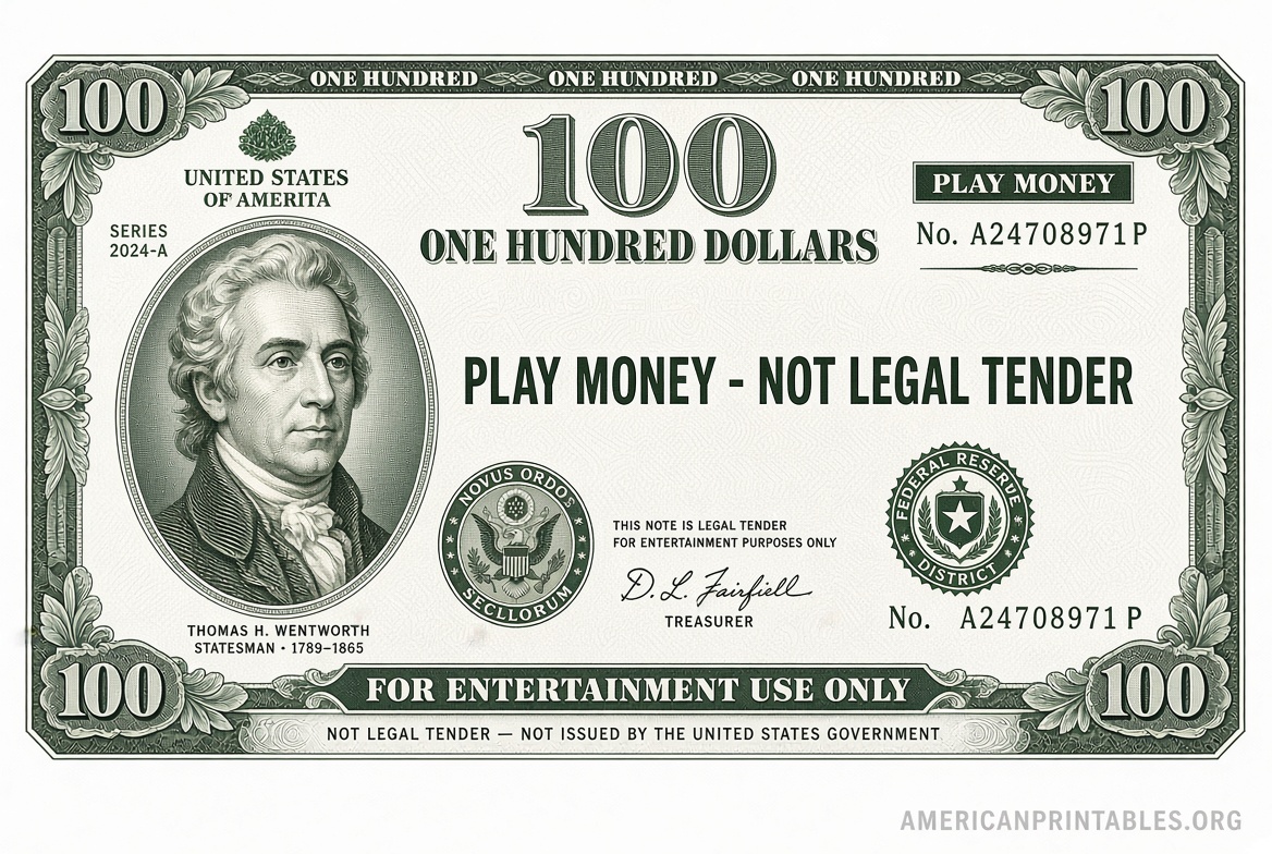 Free Printable Fake Money Actual Size PDF (1)