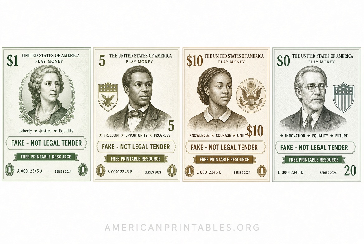 Free Printable Fake Money Actual Size PDF (2)