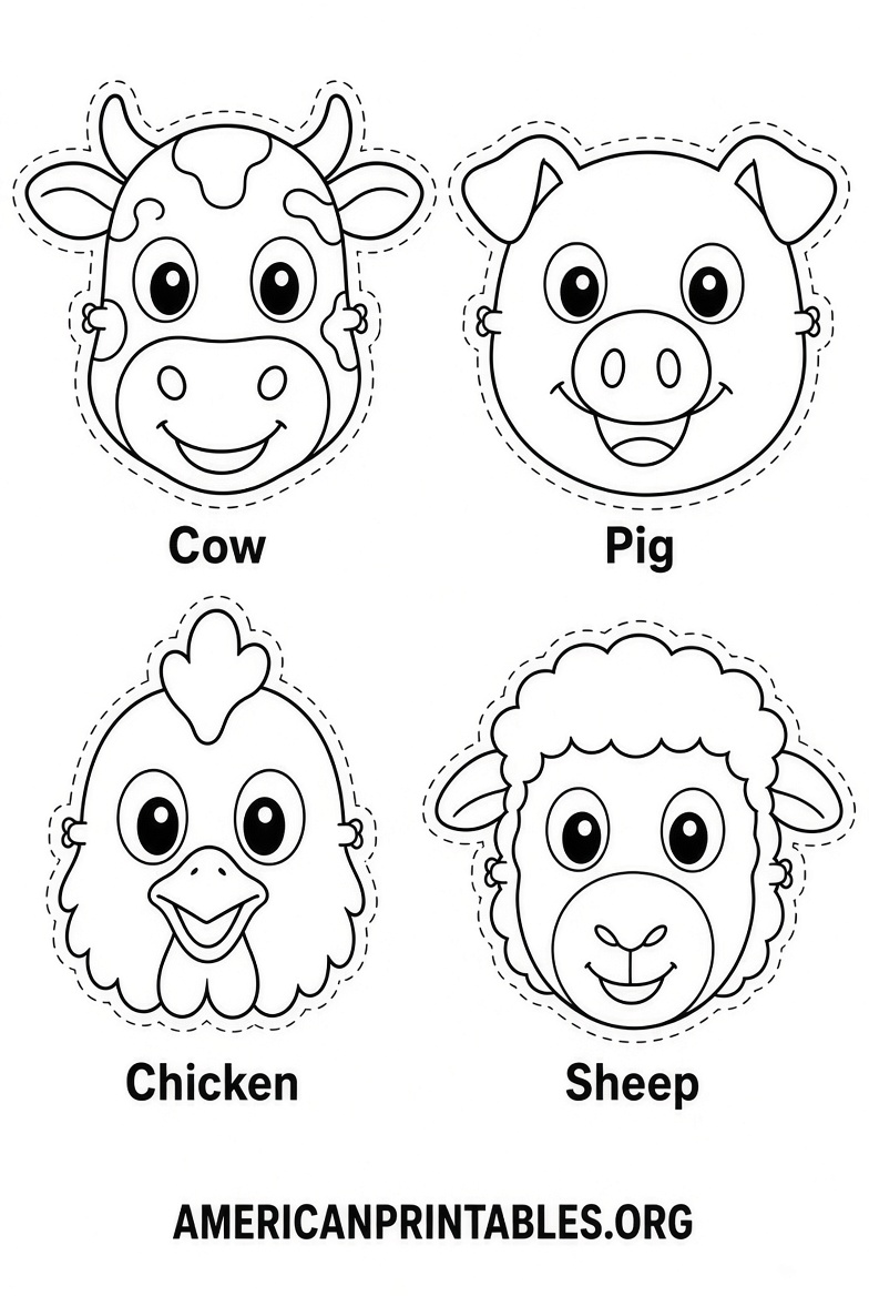 Free Printable Farm Animal Masks for Kids (1)