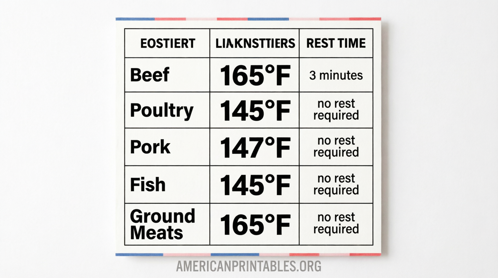 Free Printable Food Temperature Chart USDA Guide (1)