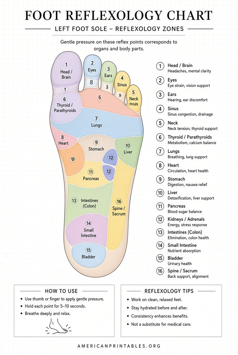 Free Printable Foot Reflexology Chart Guide (1)