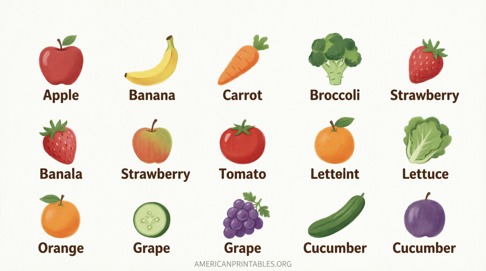 Free Printable Fruits & Vegetables PDFs (1)