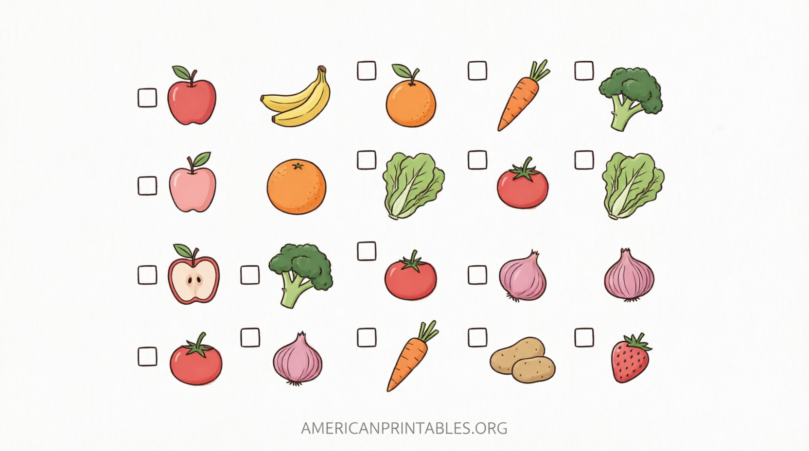 Free Printable Fruits & Vegetables PDFs (3)