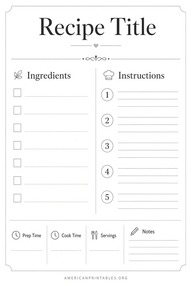Free Printable Full Page Recipe Templates (1)