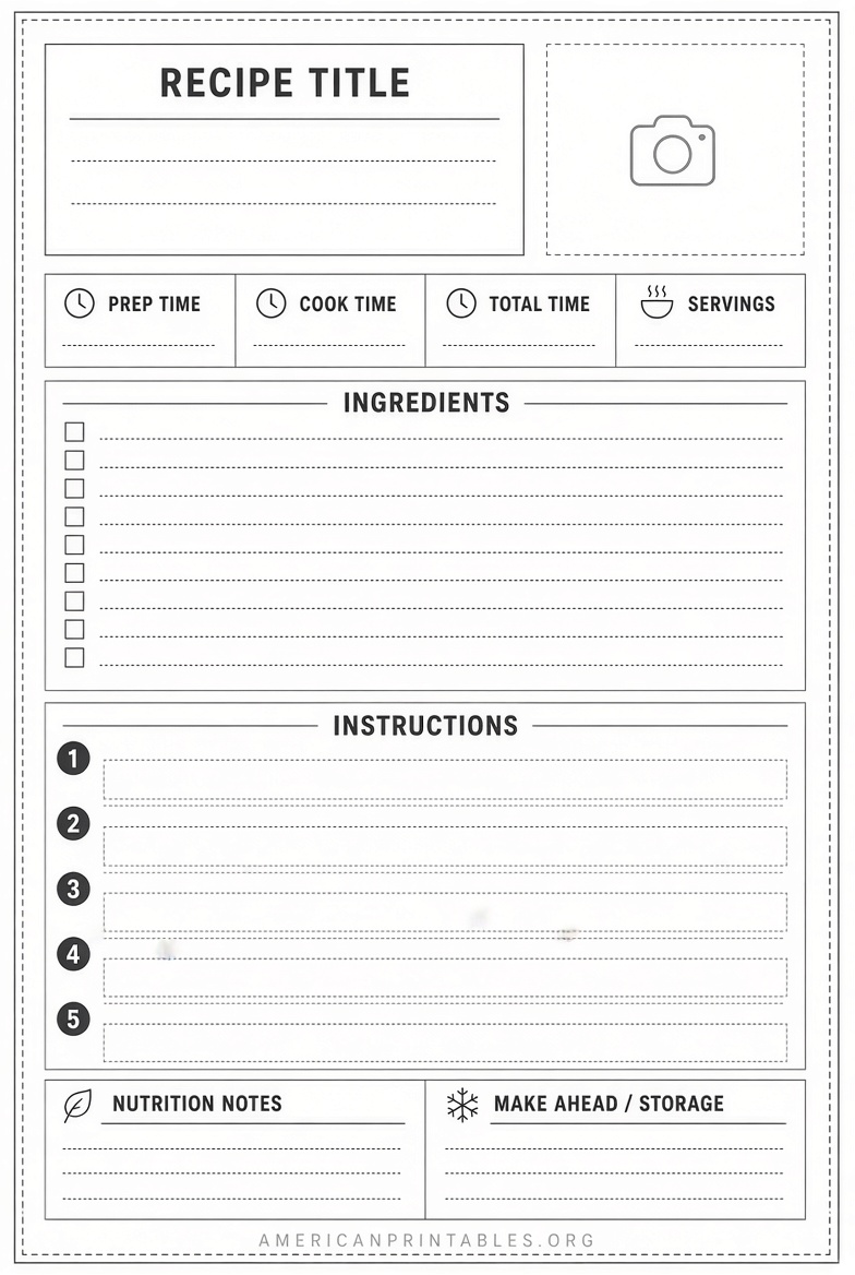 Free Printable Full Page Recipe Templates (2)