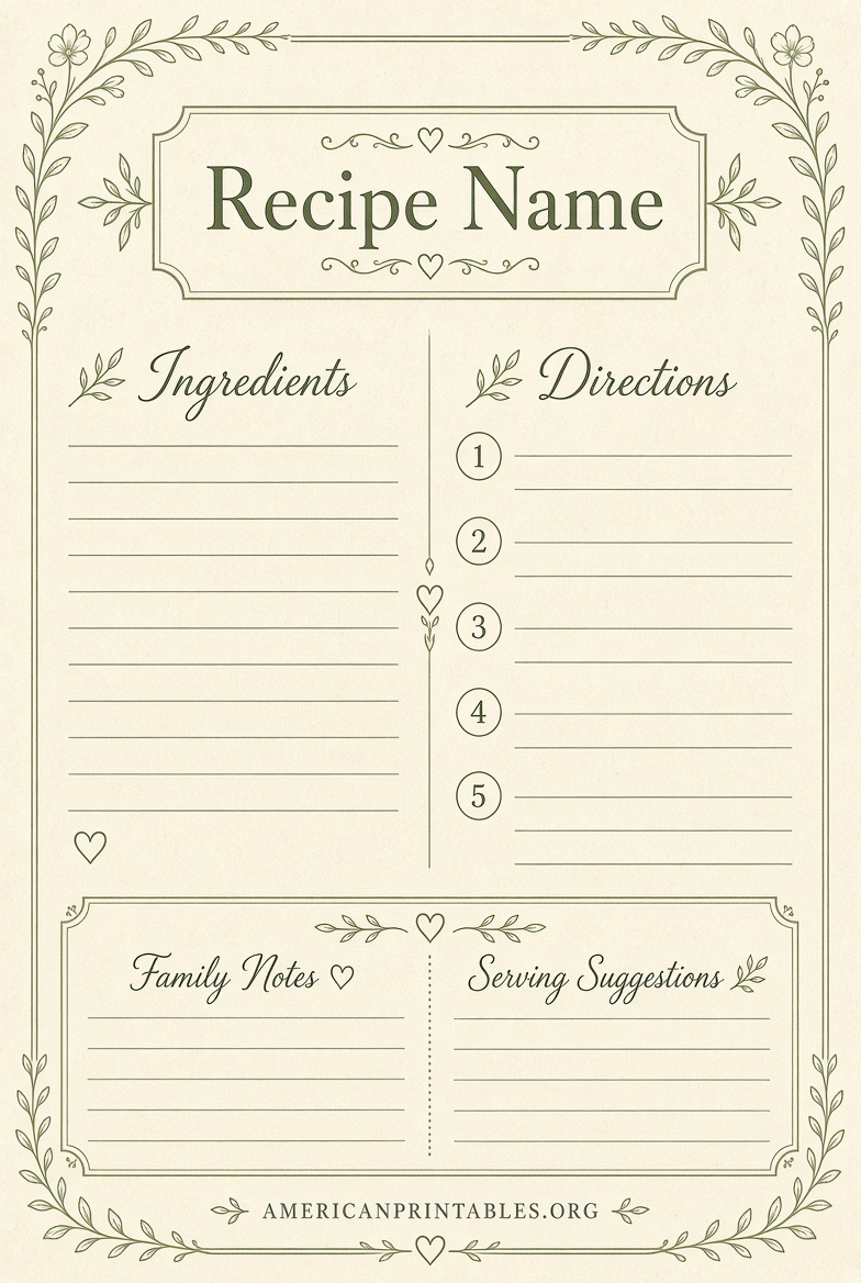 Free Printable Full Page Recipe Templates (3)