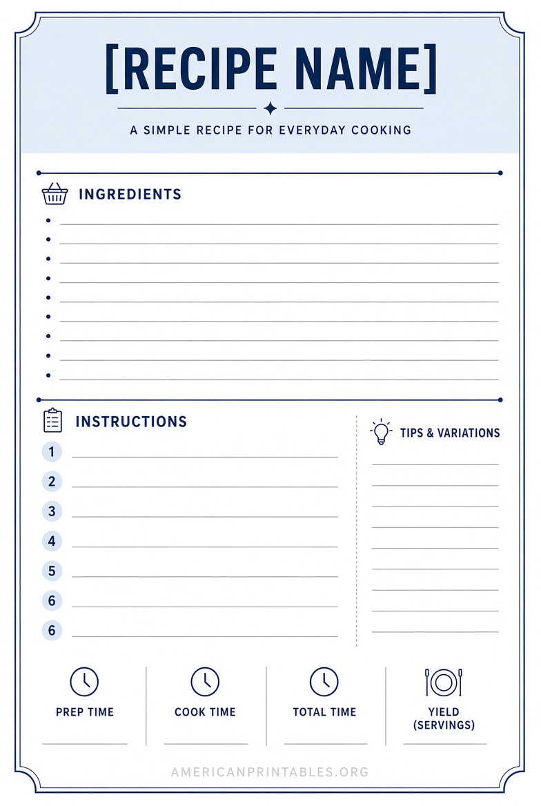 Free Printable Full Page Recipe Templates (4)