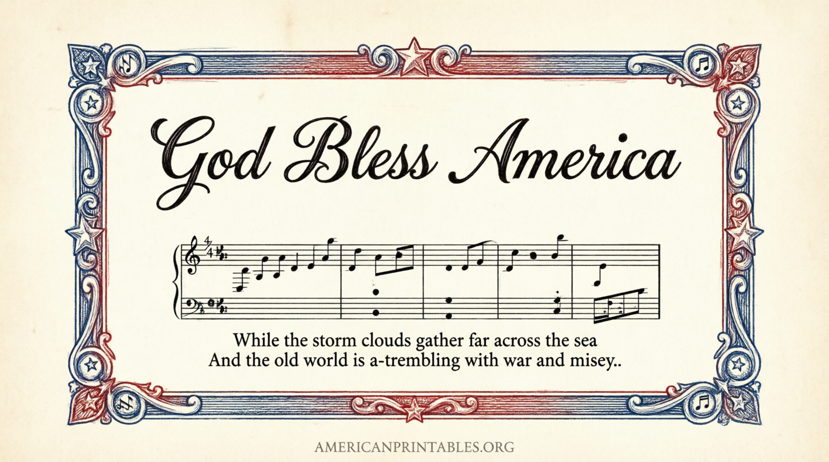 Free Printable God Bless America Sheet Music (2)