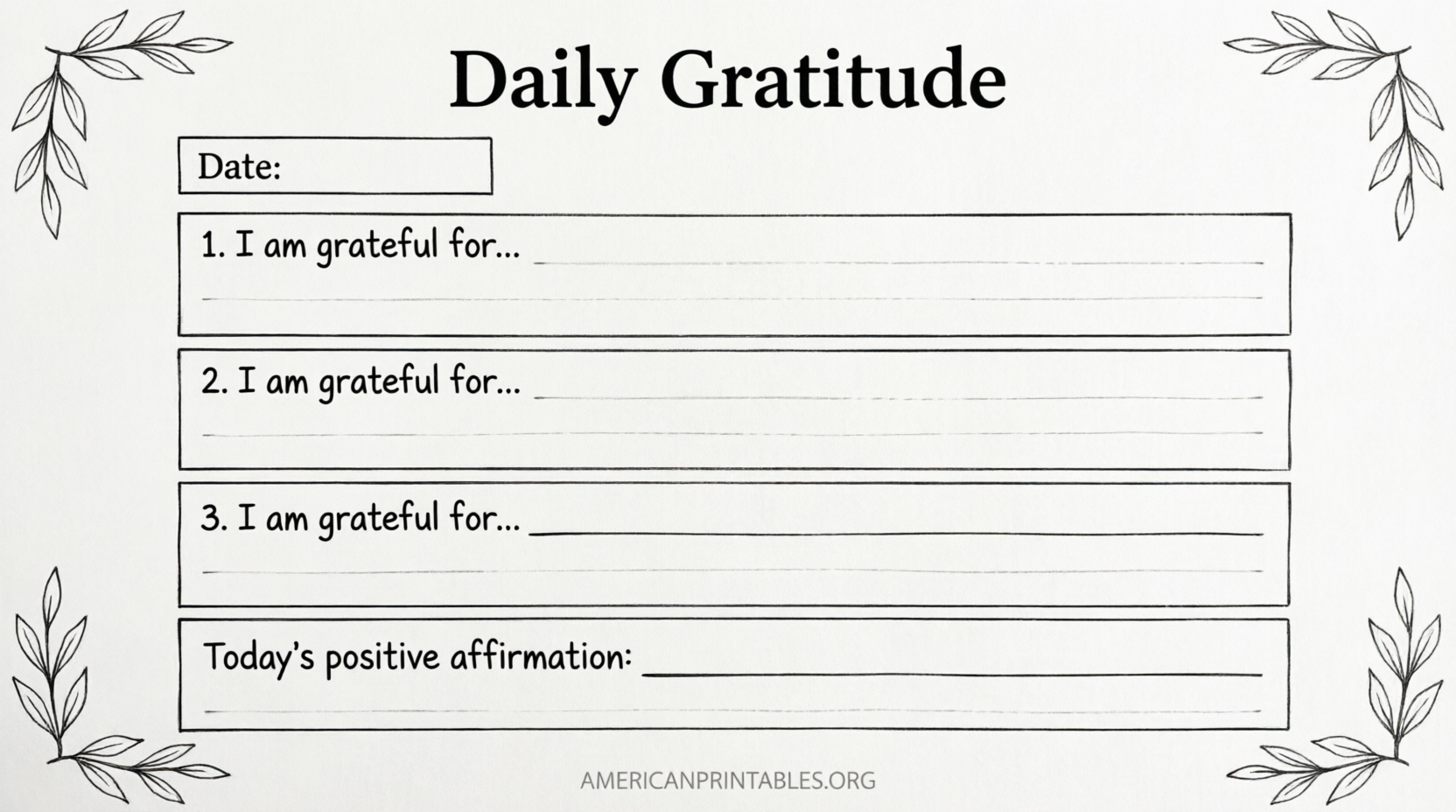 Free Printable Gratitude Journal Pages (1)