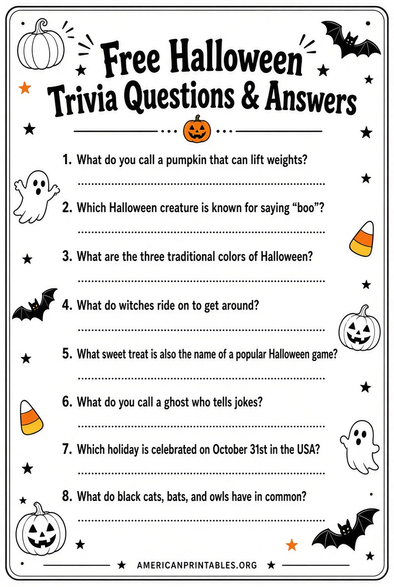 Free Printable Halloween Trivia Q&A Games (1)