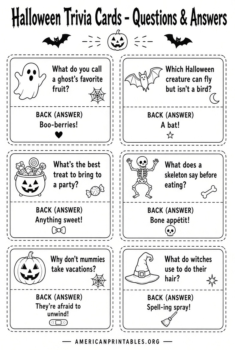 Free Printable Halloween Trivia Q&A Games (2)