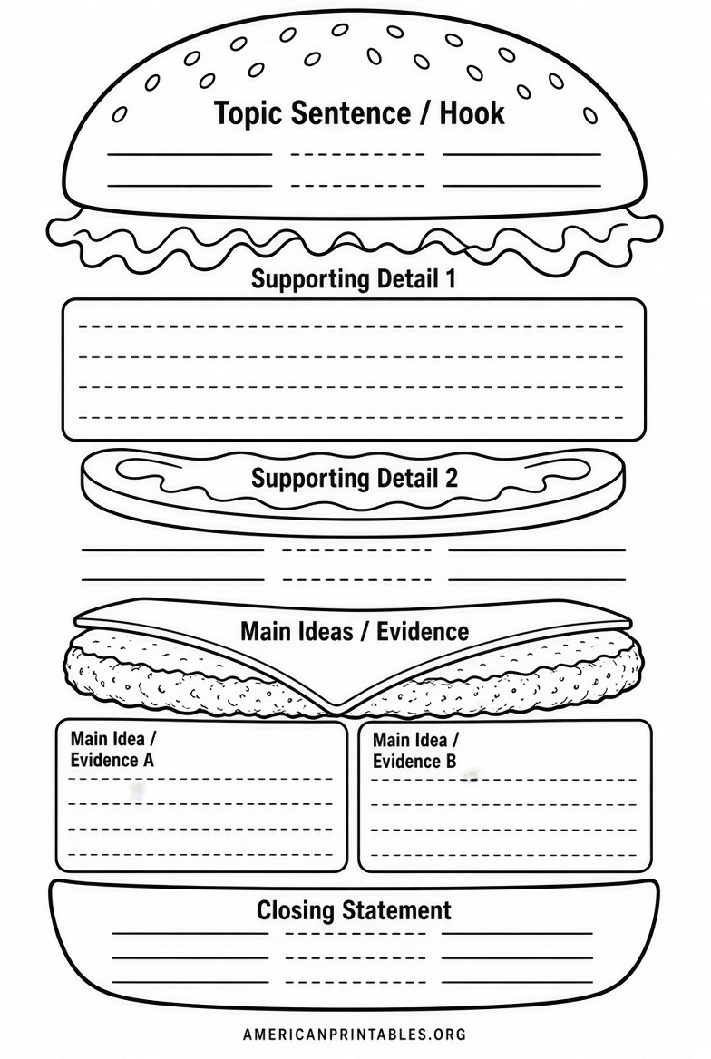 Free Printable Hamburger Graphic Organizer (4)