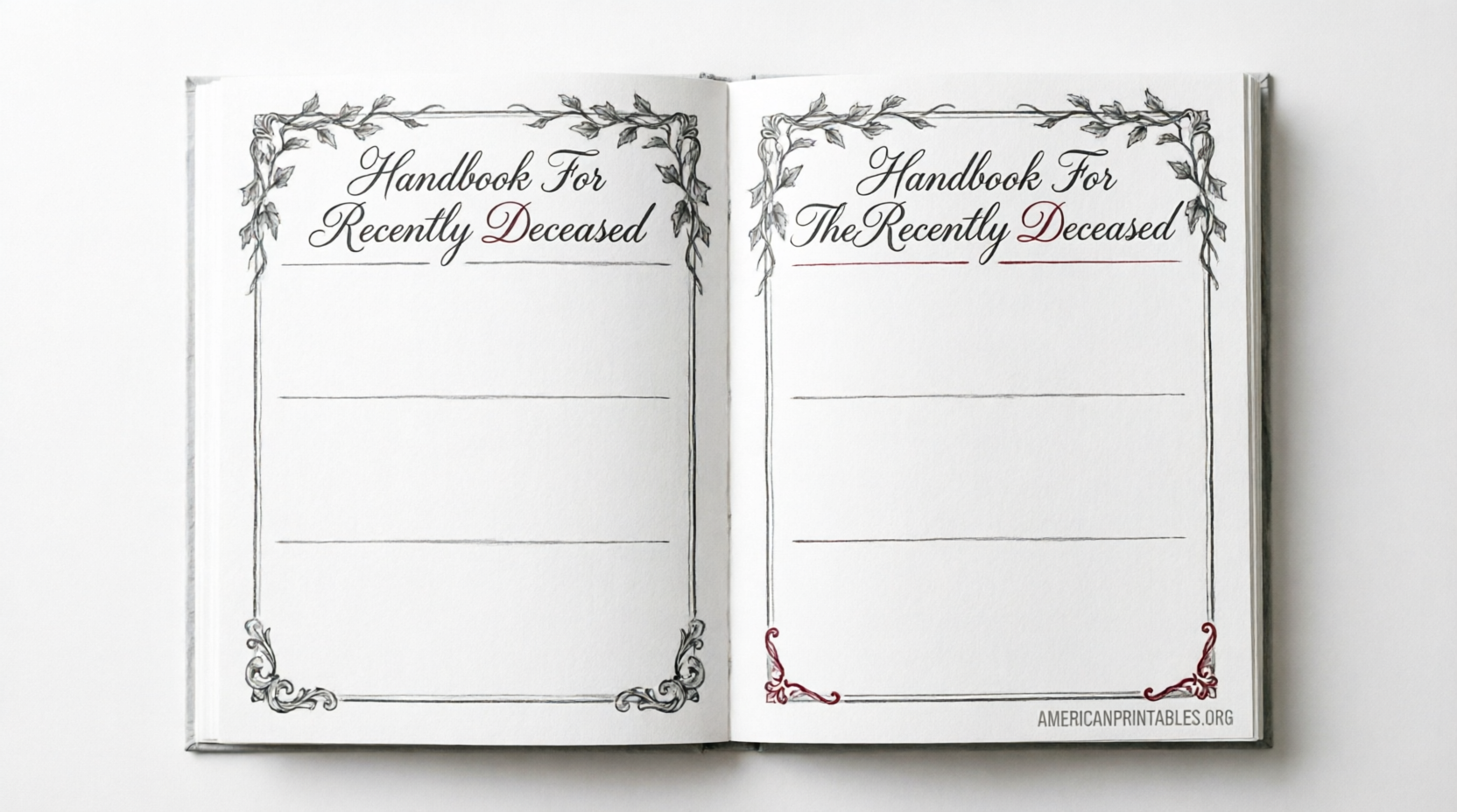 Free Printable Handbook for the Recently Deceased (2)