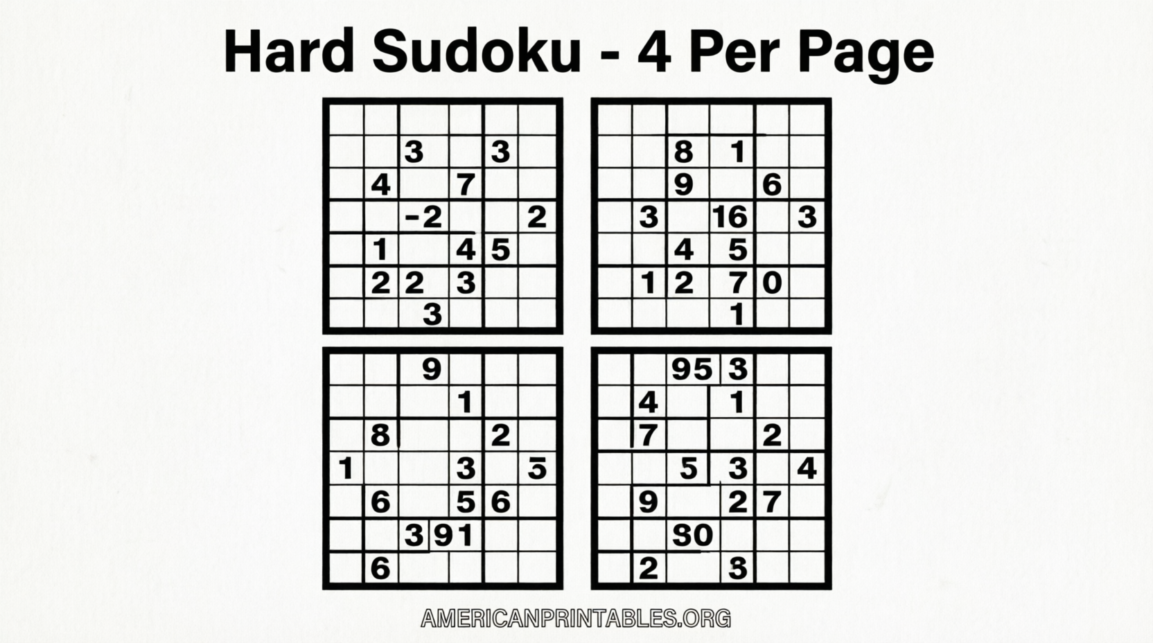 Free Printable Hard Sudoku 4 Per Page (1)